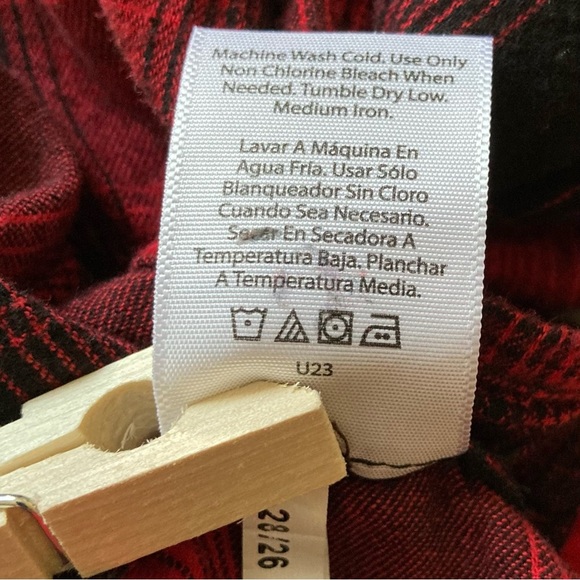 Time and Tru Red + Black Plaid Long Sleeve Mini Dress | 100% Cotton | Size 22 - Picture 4 of 9